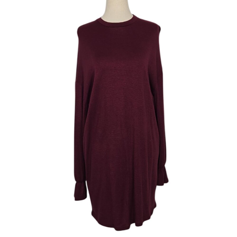 VELVET TORCH Soft Knit Burgundy Mini Dress Long Sleeve Size Medium  NWOT
